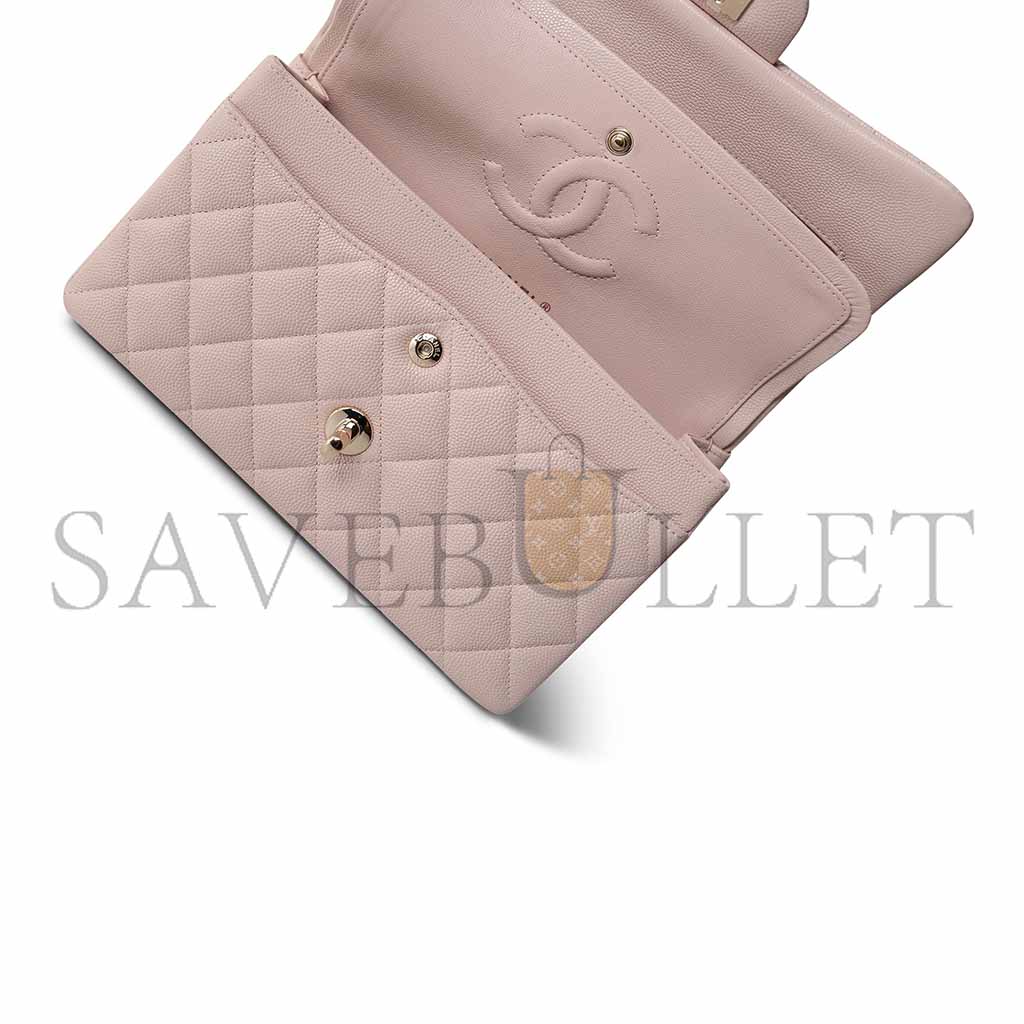 CHANEL LIGHT PINK CAVIAR QUILTED CLASSIC FLAP SMALL A37586 (23*14.5*6cm)